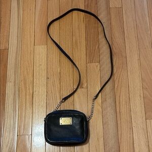 Michael Kors Hamilton Black Crossbody Bag with Gold Accents